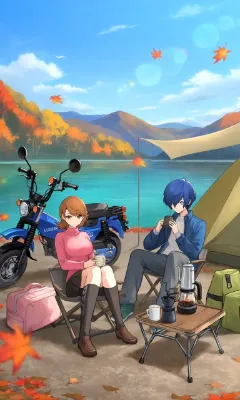 紅葉の湖畔キャンプデート