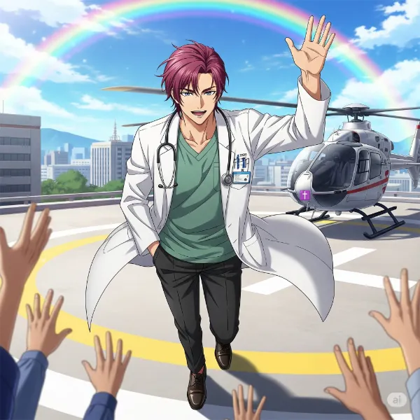 ドクターヘリ、到着