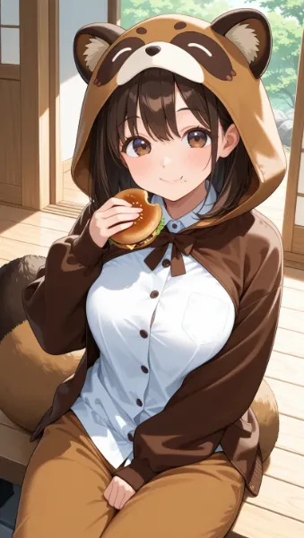 狸娘のほっこりバーガー休日