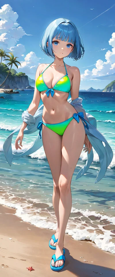 眩しい蛍光色の水着