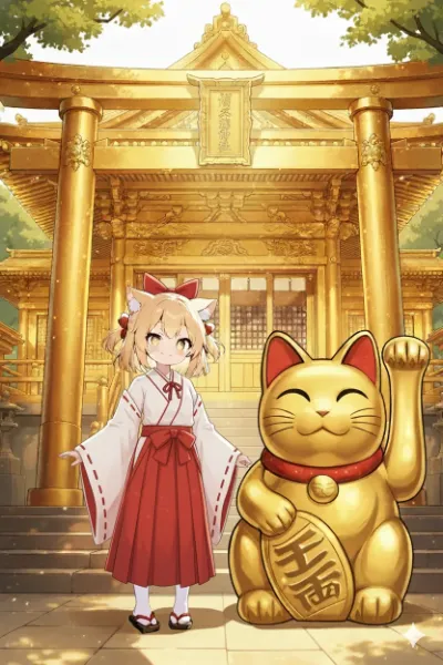 黄金神社と金の招き猫