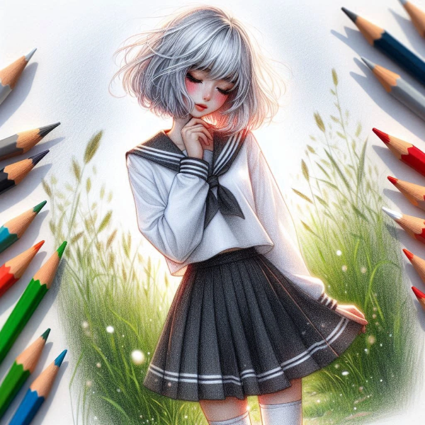 恋草（色鉛筆）