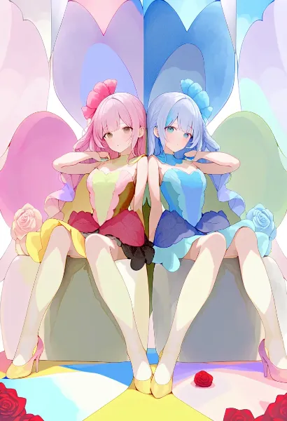 ピンクとブルーの双子の秘密の庭