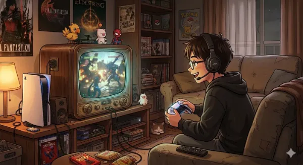 昭和レトロのテレビで最新ゲーム