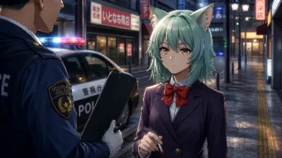 警察に職質されるヤニ子