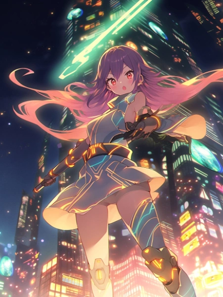 No.1028 火の魔法少女✕未来都市のメタリックガール2