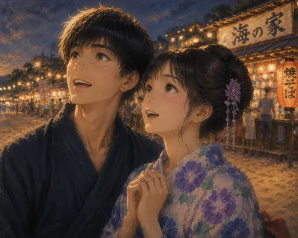 海辺の花火