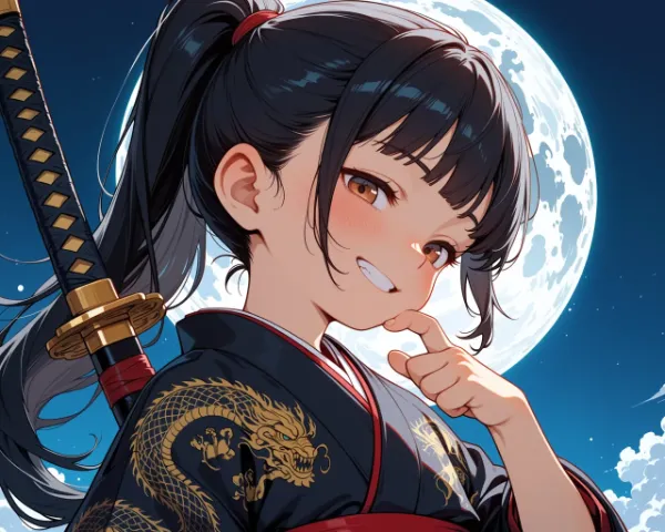 ニヤリと笑う少女剣士…？