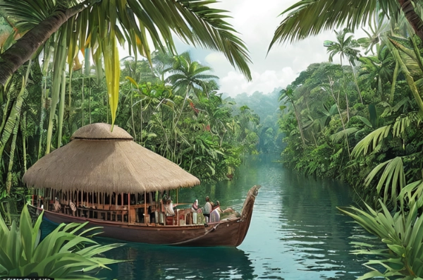 熱帯の楽園を行く静かな川下り