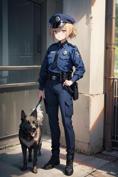 婦警さんと犬