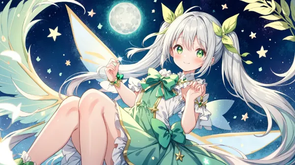 星空を舞う緑の妖精の夜