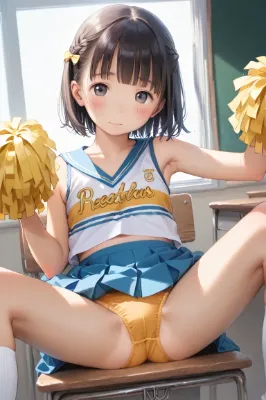 【サンプル】チアリーダー〇リJ〇ちゃんたちが開脚アンスコ見せ＆指オナ（１２枚）