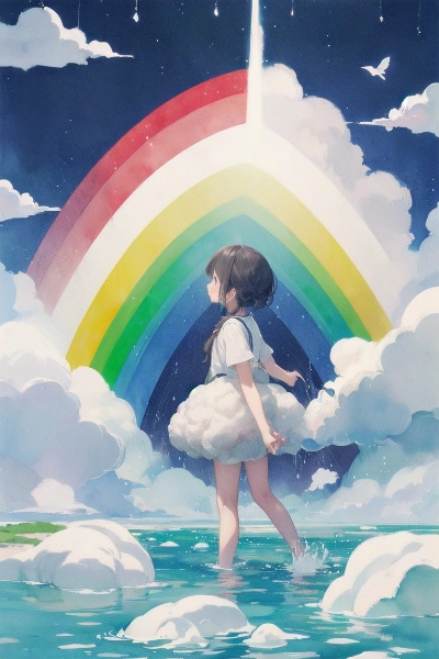 It\'s the sheep of weather rain called MIZUNOTOHITUJI〜天気雨の日に虹をかけ人々を癒す羊の精霊〜