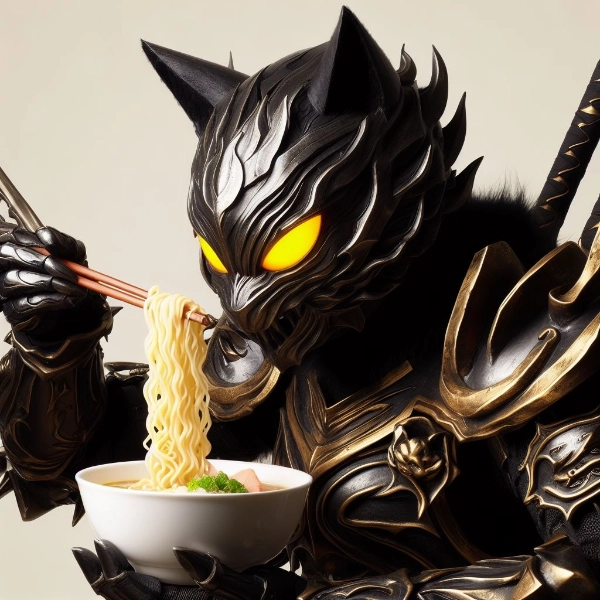 猫の騎士、ラーメンを食す。