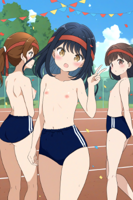 裸ブルマでピース
