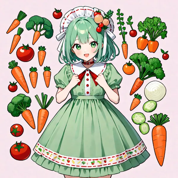 野菜の森で踊る緑の少女