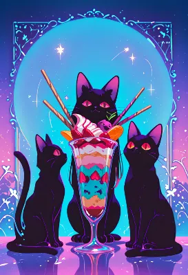 月夜の黒猫パフェパーティー