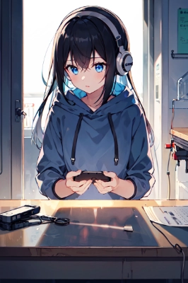 改造コントローラーを作る女の子