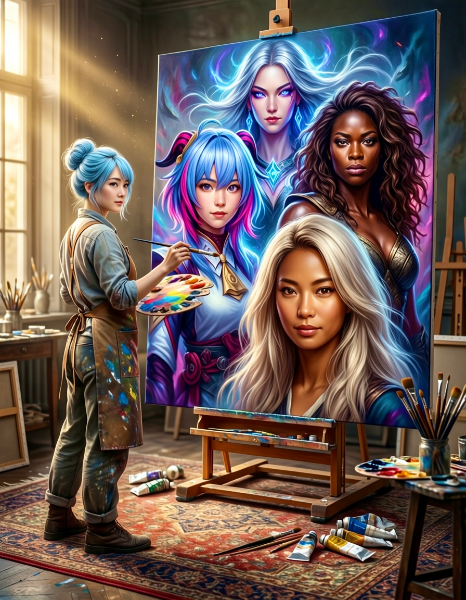 絵師💞蘭さんが描きましたー雫💧美咲💕サリン🖤ヘレン🤎ノア🤍