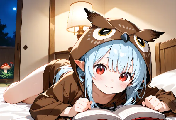 【フクロウ】ミリシラ様の休日『寝る前の読書』