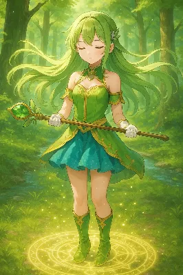 森で祈りを捧げる魔法少女