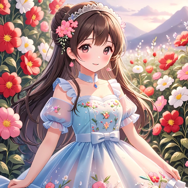 花の刺繍のドレス。