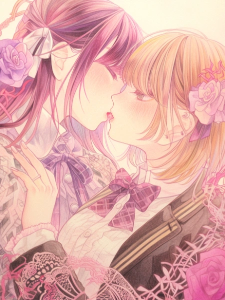 少女漫画風百合キス