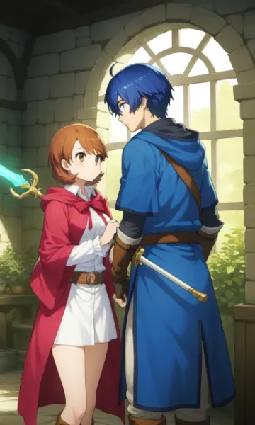 青髪の勇者と赤マントの少女