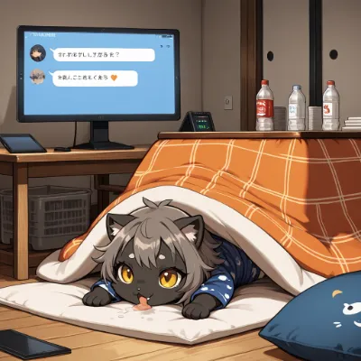 布団に潜む眠り猫