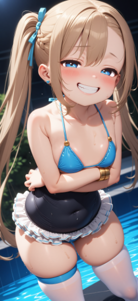 きわどい水着で勝負