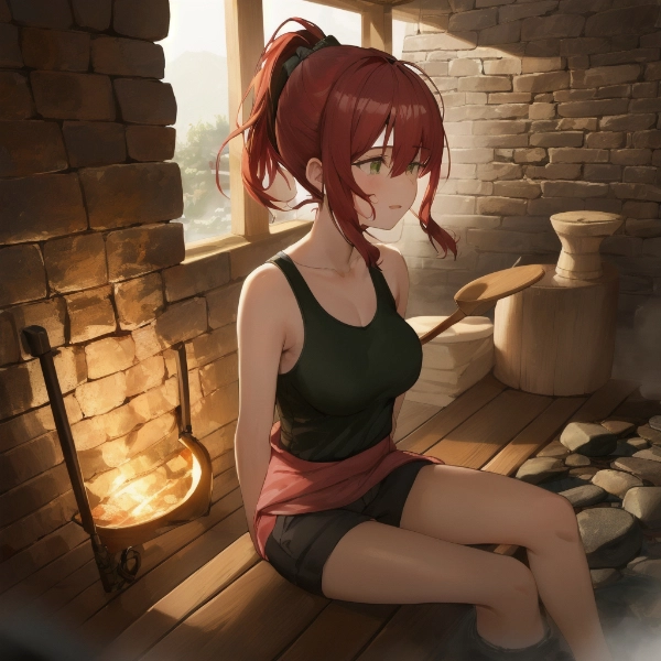 サウナに耐えるお姉さん