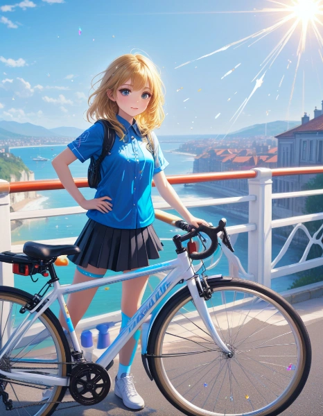 自転車と少女