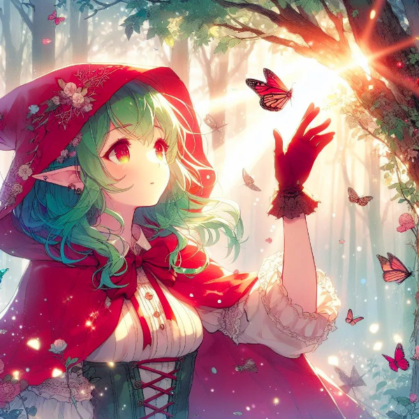 森林と、赤ずきん少女＊(4枚)