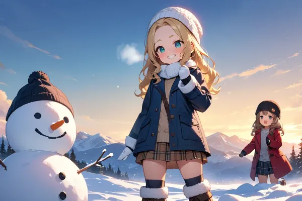 雪の日のおでこちゃん