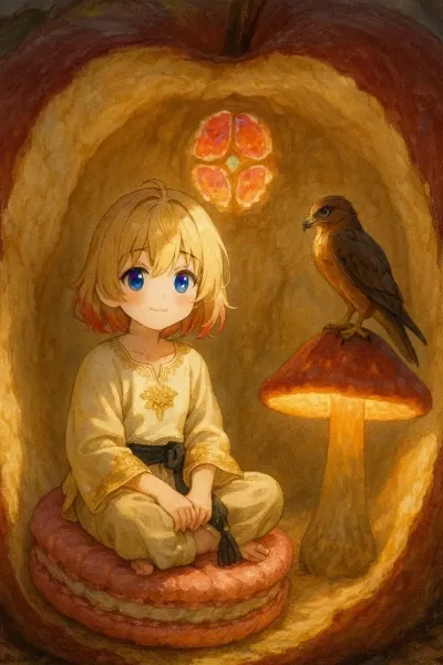 りんごのおうちのきのこランプ