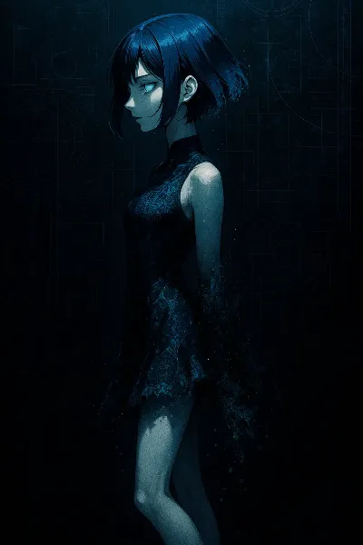 闇に溶けゆく青髪の幻影