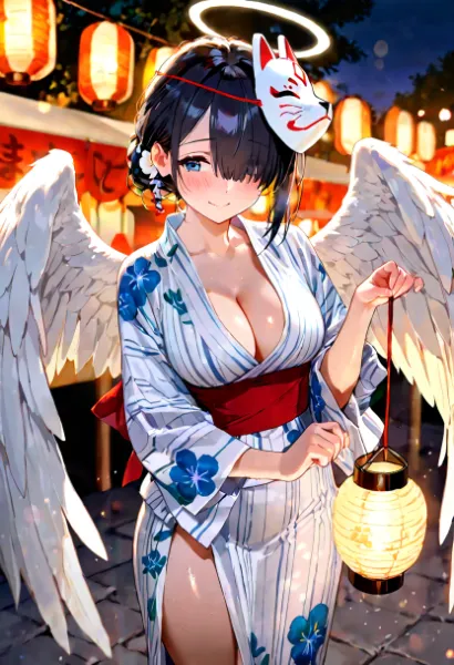 はだける片目隠れ天使さん！