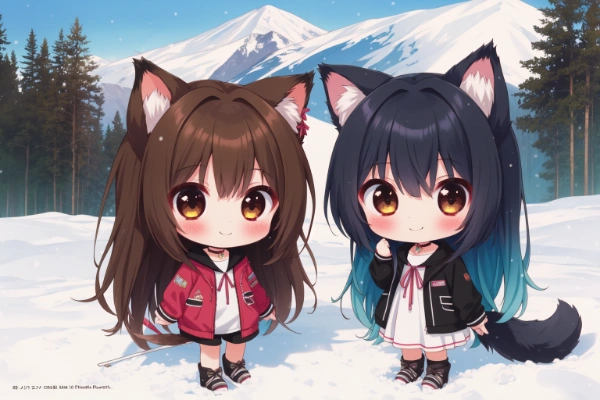 ちびにゃんたちとスキーに来たら実はガチ勢でした