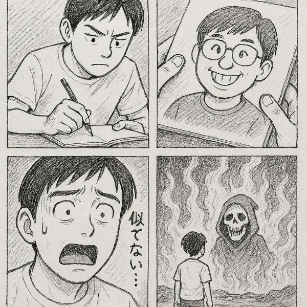 スケッチブックに描いた似顔絵が似なさ過ぎた