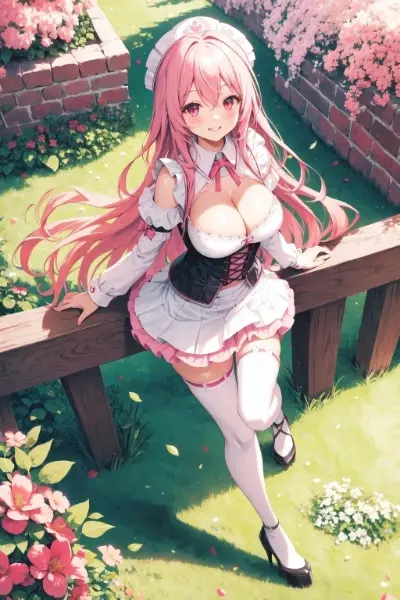 庭園のメイドさん