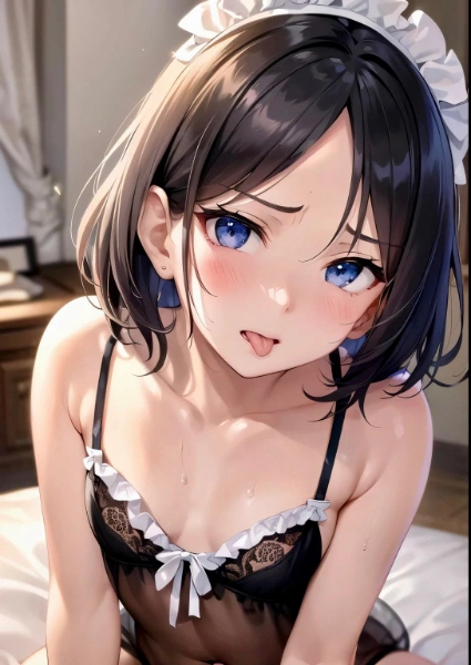 ペロッと舌を見せるメイドさん