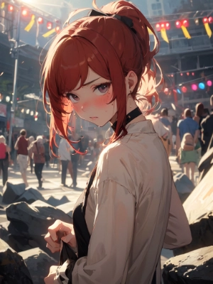 困った顔でこちらを見る赤髪の女の子