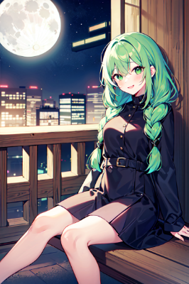 夜景を覆う満月