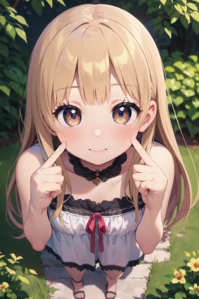 公園で見つめる金色の髪の少女