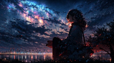 夜の街灯りのサムネイル