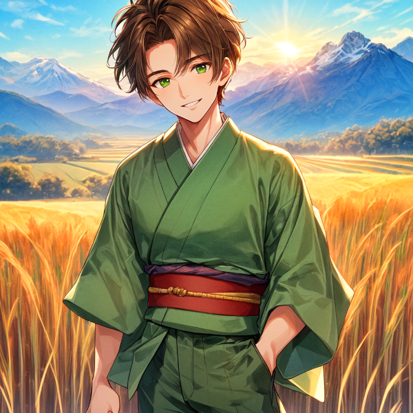 朝日と、ブラウン短髪少年＊