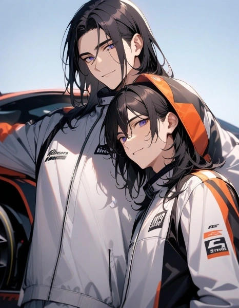 キメ顔な、レーシングスーツなロン毛男性★その2(3枚)