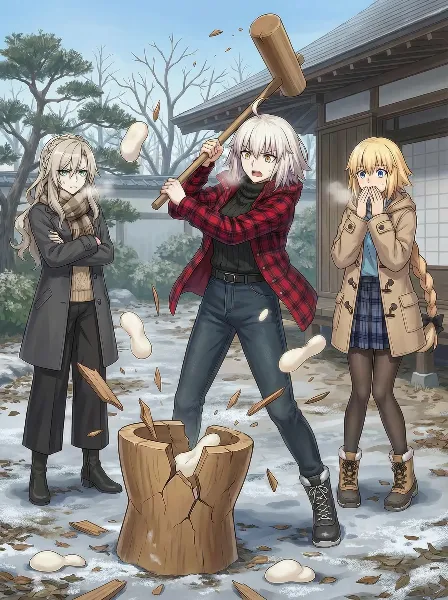 餅つきで筋力Aで勢い余って臼を壊してしまったジャンヌオルタ