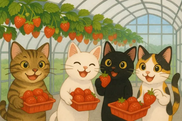 いちご美味しいにゃー