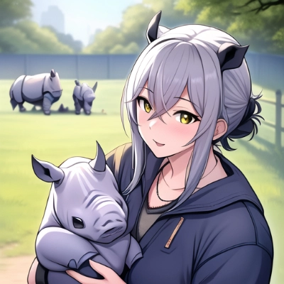 サイ　飼育員